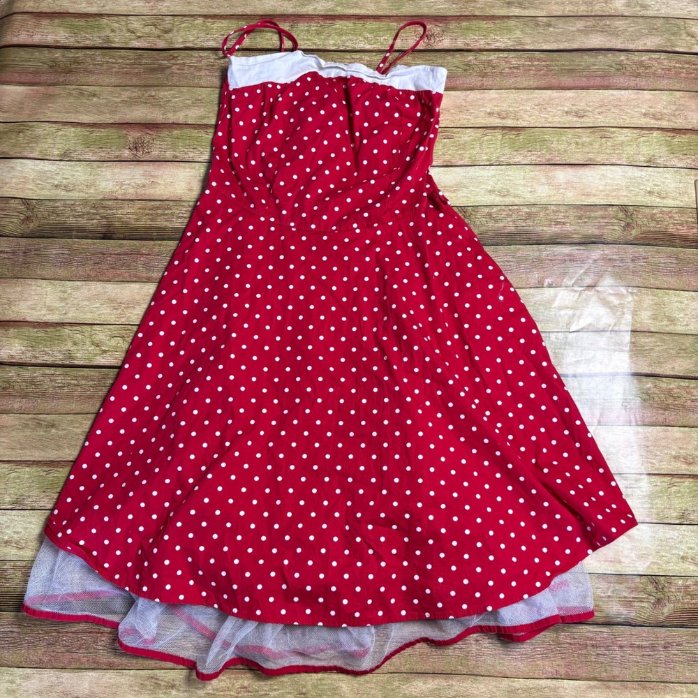 VTG 80s Red Polka Dot Ruffle Dress Rockabilly Dress Minnie Mouse Disney Bound